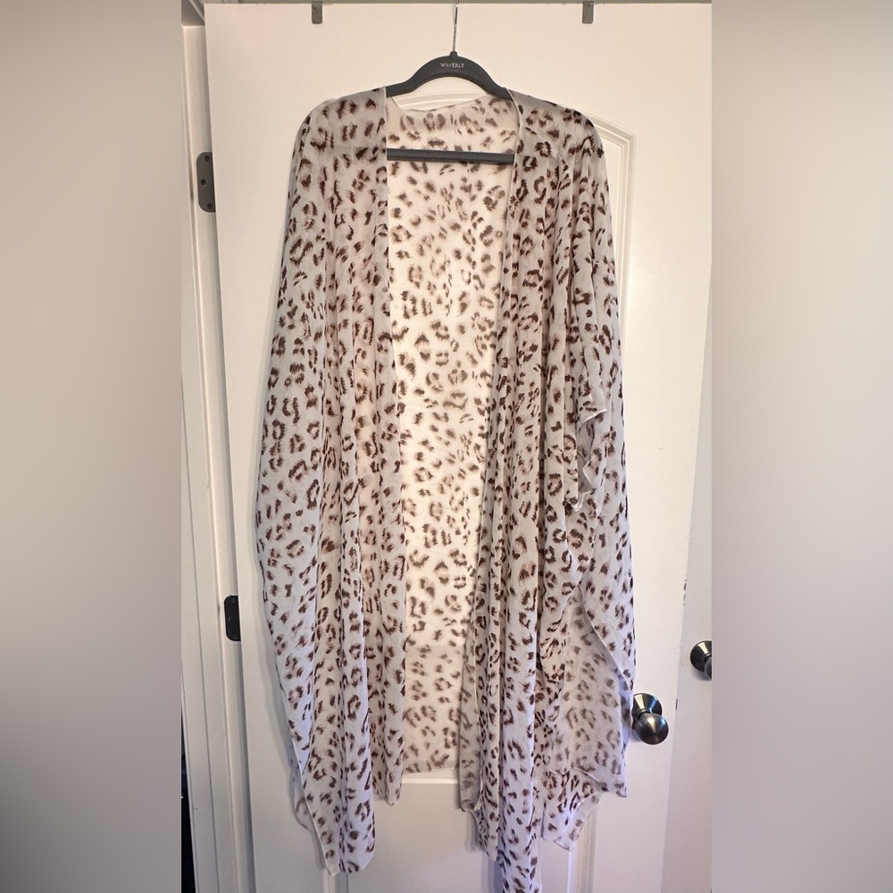 Sheer animal print, duster, swimsuit cover up
